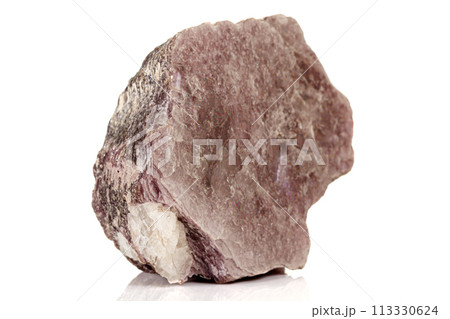 Macro stone Lepidolite mineral on white background 113330624