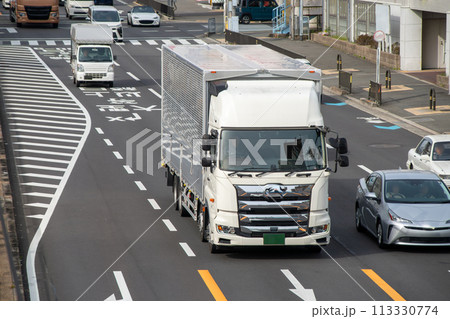 国道を走行する大型トラック 113330774