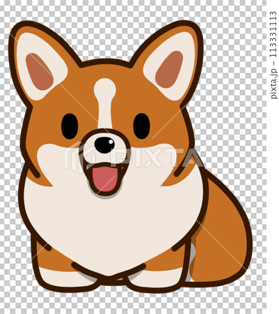 Smiling sitting tailless corgi (red color) 113331113