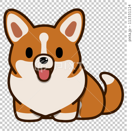 坐著微笑的柯基犬尾巴（紅色） 113331114