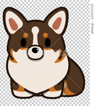 沒有尾巴坐著的柯基犬（三色） 113331115