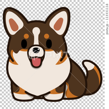 Smiling sitting corgi with tail (tri-color) Smiling sitting corgi with tail (tri-color) 113331118