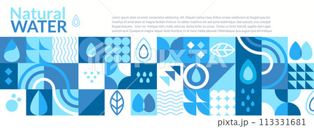 Natural water,geometric horizontal banner. Natural water,geometric horizontal banner. 113331681