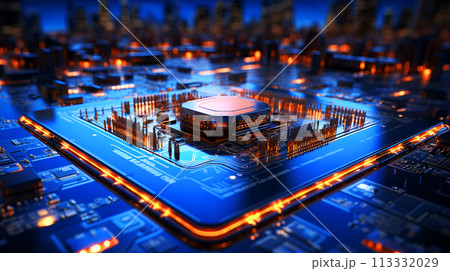 Technology electronic of cybersecurity and information of futuristic in the city. Digital integrated network on data main board in computer science Technology electronic of cybersecurity and information of futuristic in the city. Digital integrated network on data main board in computer science 113332029