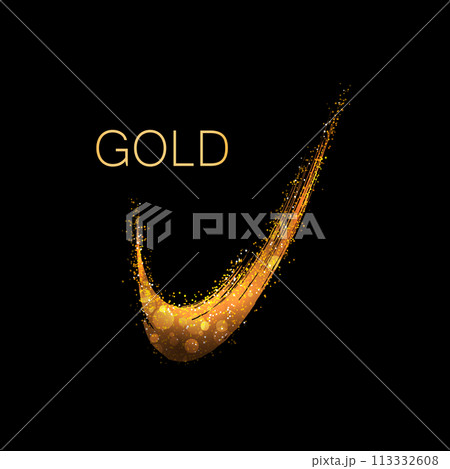 Isolated design element, shiny golden arc and glitter 113332608