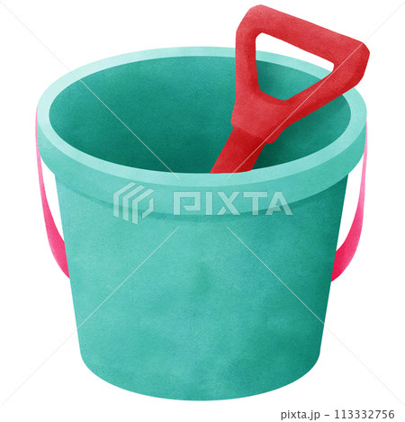 Green plastic bucket red Beach sand shovel Green plastic bucket red Beach sand shovel 113332756