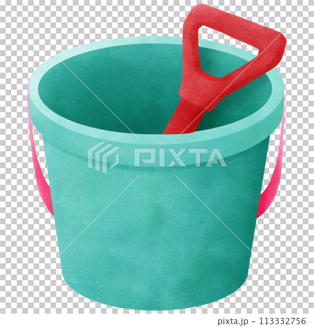 Green plastic bucket red Beach sand shovel Green plastic bucket red Beach sand shovel 113332756