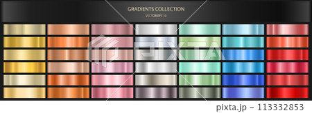 A set of colored metal gradients. A collection of vector shiny holograms and metallic gradients for decoration. A set of colored metal gradients. A collection of vector shiny holograms and metallic gradients for decoration. 113332853