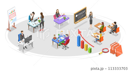 3D Isometric Flat Conceptual Illustration of Team Collaboration In Office 3D Isometric Flat Conceptual Illustration of Team Collaboration In Office 113333703