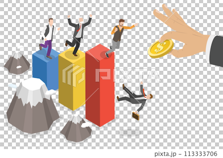 3D Isometric Flat  Conceptual Illustration of Money Trap 113333706