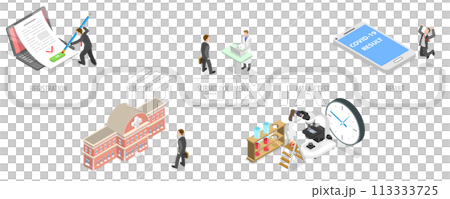 3D Isometric Flat  Conceptual Illustration of PCR Test 113333725