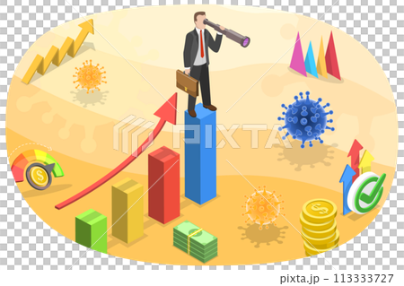 3D Isometric Flat Conceptual Illustration of Business Pandemic Recovery 3D Isometric Flat Conceptual Illustration of Business Pandemic Recovery 113333727