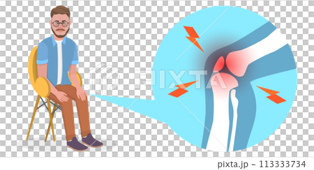 3D Isometric Flat  Conceptual Illustration of Knee Problems 113333734