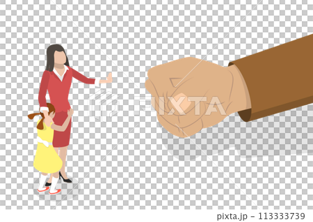 3D Isometric Flat Conceptual Illustration of Stop Violence 3D Isometric Flat Conceptual Illustration of Stop Violence 113333739