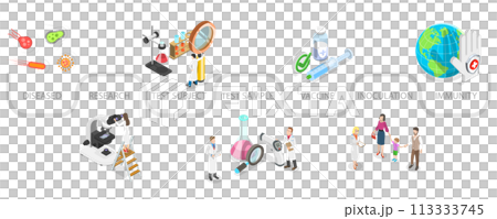 3D Isometric Flat Conceptual Illustration of Covid-19 Vaccine Development 3D Isometric Flat Conceptual Illustration of Covid-19 Vaccine Development 113333745