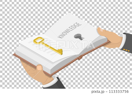 3D Isometric Flat  Conceptual Illustration of Key To Knowledge 113333756