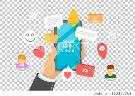 3D Isometric Flat Conceptual Illustration of Social Media Network 3D Isometric Flat Conceptual Illustration of Social Media Network 113333761