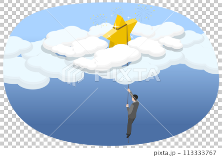 3D Isometric Flat  Conceptual Illustration of Effort To Achieve Goal 113333767