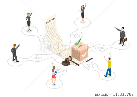 3D Isometric Flat  Conceptual Illustration of Petition 113333768