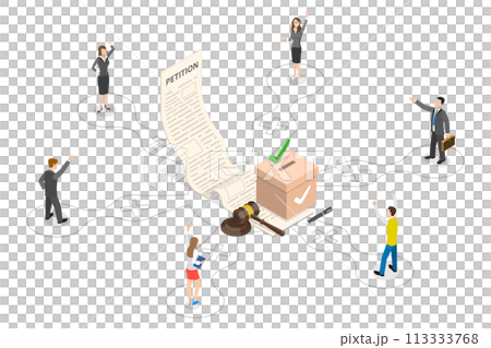 3D Isometric Flat  Conceptual Illustration of Petition 113333768