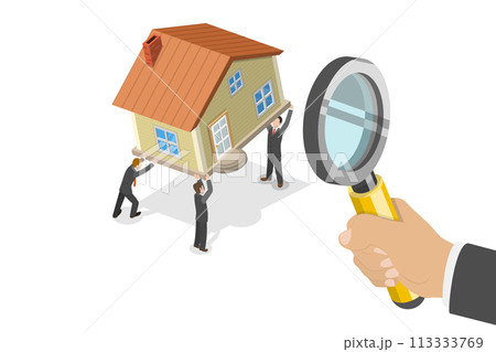 3D Isometric Flat  Conceptual Illustration of House Inspection 113333769