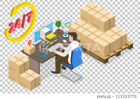 3D Isometric Flat  Conceptual Illustration of Logistics Supplier 113333770