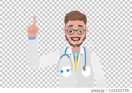 Flat  Conceptual Illustration of Happy Smiling Male Doctor 113333779