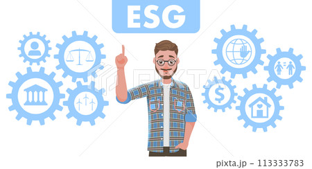 Flat  Conceptual Illustration of ESG Awareness 113333783
