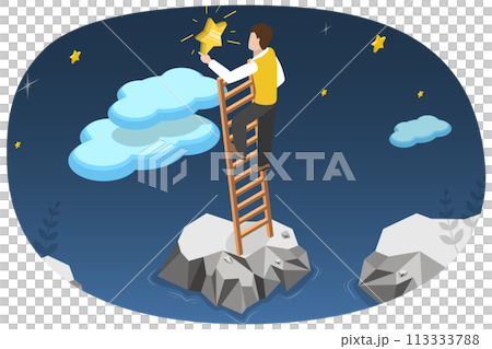 3D Isometric Flat  Conceptual Illustration of Dream 113333788