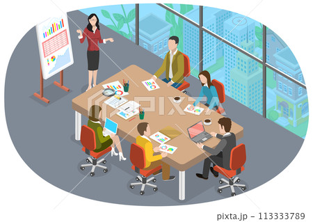 3D Isometric Flat Conceptual Illustration of Boardroom 3D Isometric Flat Conceptual Illustration of Boardroom 113333789
