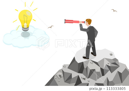 3D Isometric Flat  Conceptual Illustration of Business Vision 113333805