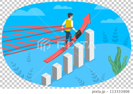 3D Isometric Flat  Conceptual Illustration of Business Obstacles 113333806