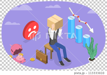 3D Isometric Flat Conceptual Illustration of Business Frustration 3D Isometric Flat Conceptual Illustration of Business Frustration 113333810