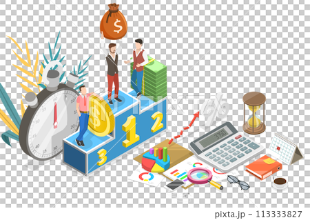 3D Isometric Flat  Conceptual Illustration of CLV - Customer Lifetime Value 113333827