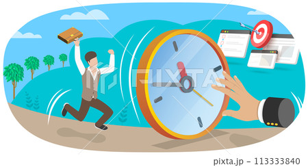 3D Isometric Flat Conceptual Illustration of Punctuality 3D Isometric Flat Conceptual Illustration of Punctuality 113333840