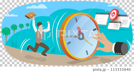 3D Isometric Flat Conceptual Illustration of Punctuality 3D Isometric Flat Conceptual Illustration of Punctuality 113333840