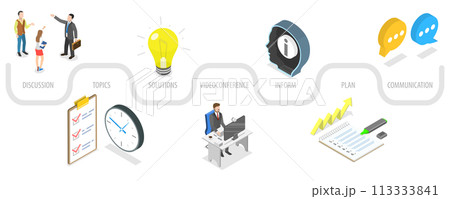 3D Isometric Flat Conceptual Illustration of Team Collaboration 3D Isometric Flat Conceptual Illustration of Team Collaboration 113333841