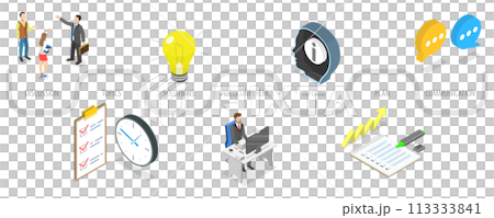 3D Isometric Flat Conceptual Illustration of Team Collaboration 3D Isometric Flat Conceptual Illustration of Team Collaboration 113333841