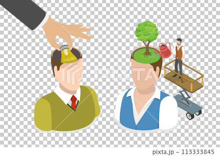 3D Isometric Flat  Conceptual Illustration of Mentorship and Coaching 113333845