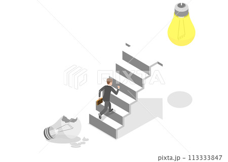 3D Isometric Flat  Conceptual Illustration of Business Transition 113333847