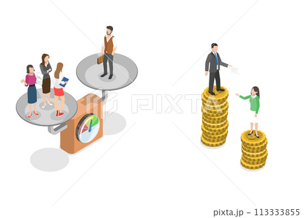 3D Isometric Flat  Conceptual Illustration of Gender Inequality 113333855