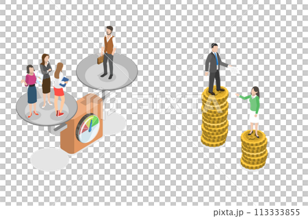 3D Isometric Flat  Conceptual Illustration of Gender Inequality 113333855