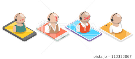 3D Isometric Flat Conceptual Illustration of Customer Support 3D Isometric Flat Conceptual Illustration of Customer Support 113333867