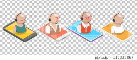 3D Isometric Flat Conceptual Illustration of Customer Support 3D Isometric Flat Conceptual Illustration of Customer Support 113333867
