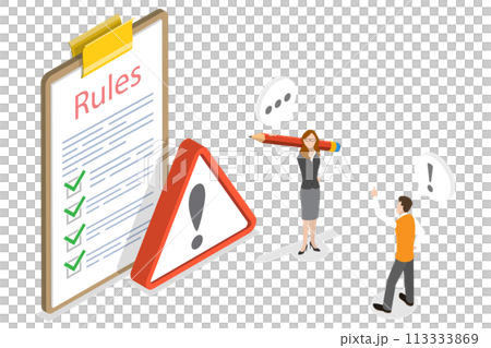 3D Isometric Flat Conceptual Illustration of Regulatory Instructions 3D Isometric Flat Conceptual Illustration of Regulatory Instructions 113333869