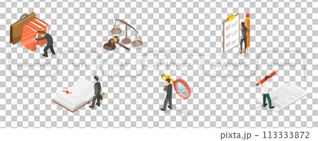 3D Isometric Flat  Conceptual Illustration of Regualatory Complience 113333872