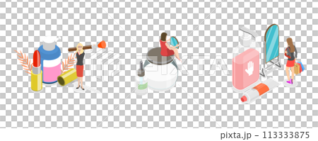 3D Isometric Flat Conceptual Illustration of Beauty And Health 3D Isometric Flat Conceptual Illustration of Beauty And Health 113333875