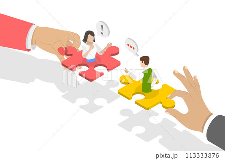 3D Isometric Flat Conceptual Illustration of Collaboration Skills 3D Isometric Flat Conceptual Illustration of Collaboration Skills 113333876