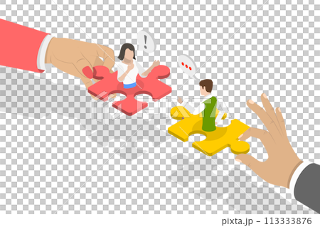 3D Isometric Flat Conceptual Illustration of Collaboration Skills 3D Isometric Flat Conceptual Illustration of Collaboration Skills 113333876