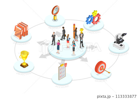 3D Isometric Flat  Conceptual Illustration of Business Audit 113333877